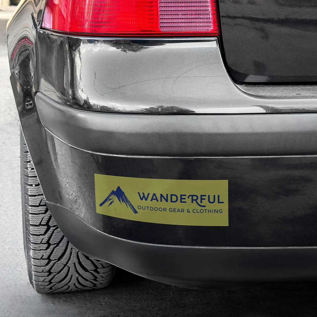 Branded bumper sticker on vehicle