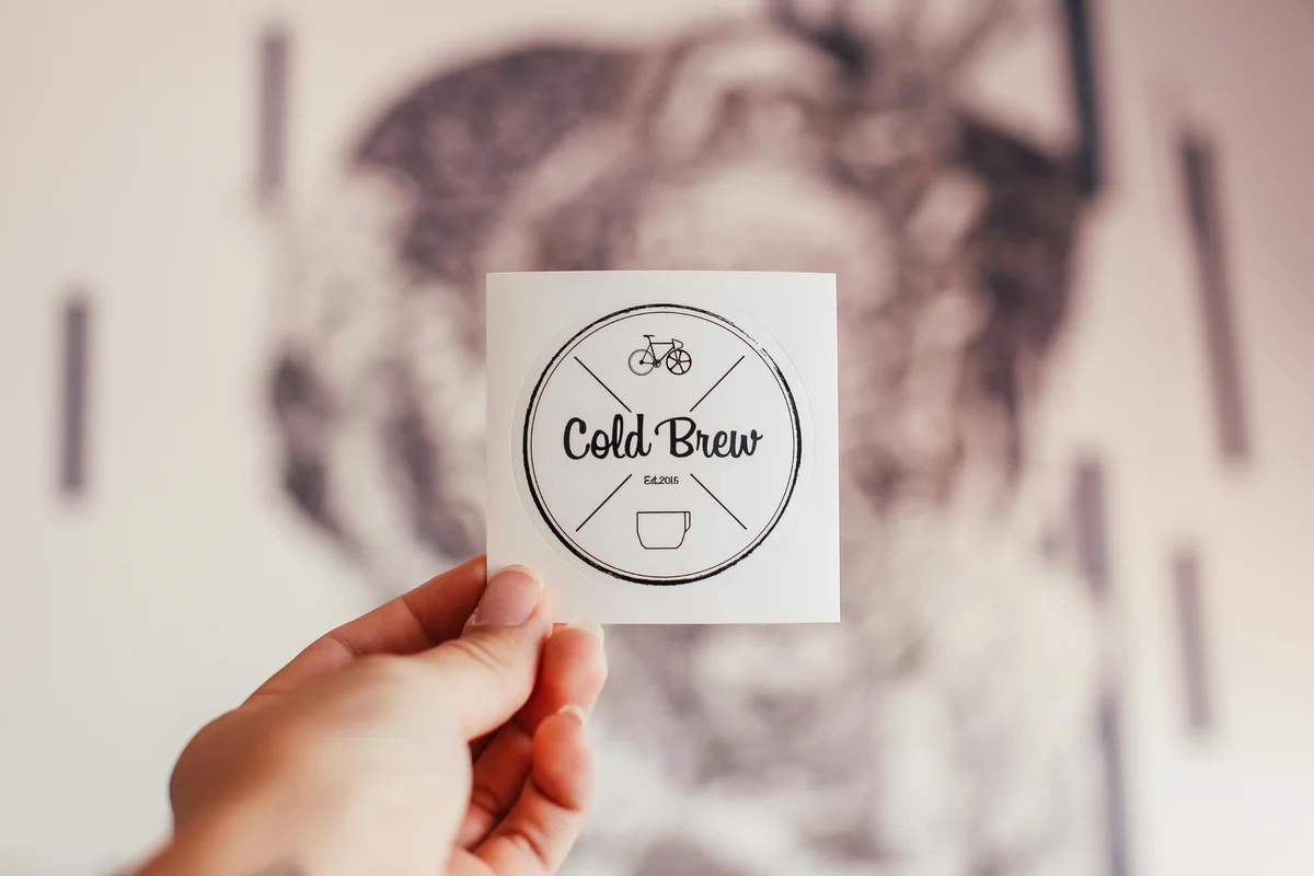 Square sticker for cold brew coffee brand