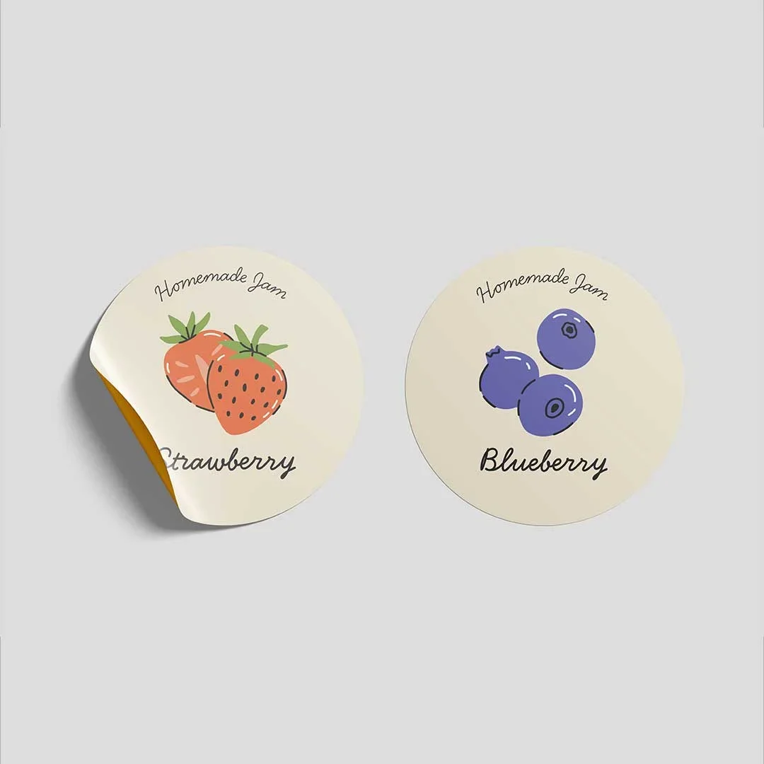 Vinyl sticker label on small business product packaging