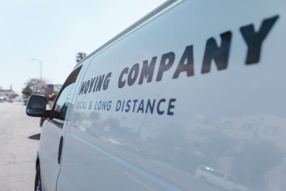 Close-up of vinyl lettering applied to the side of a work van