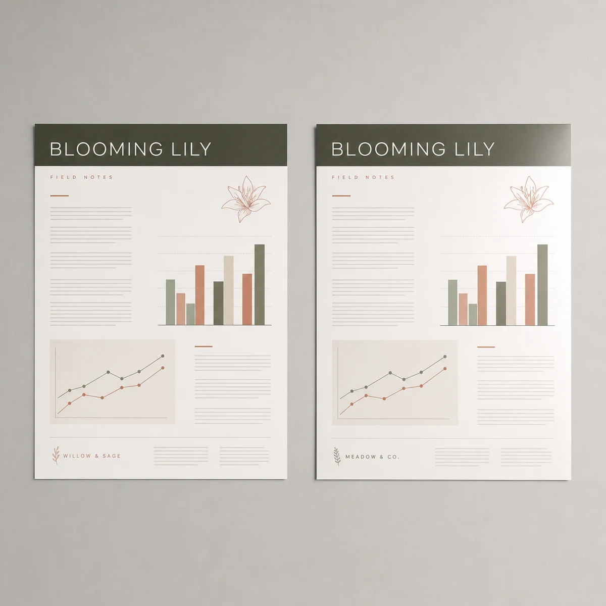 Two identical A1 research posters side by side on grey, the left a dead-flat matte finish with no glare and the right a soft satin finish with a gentle sheen