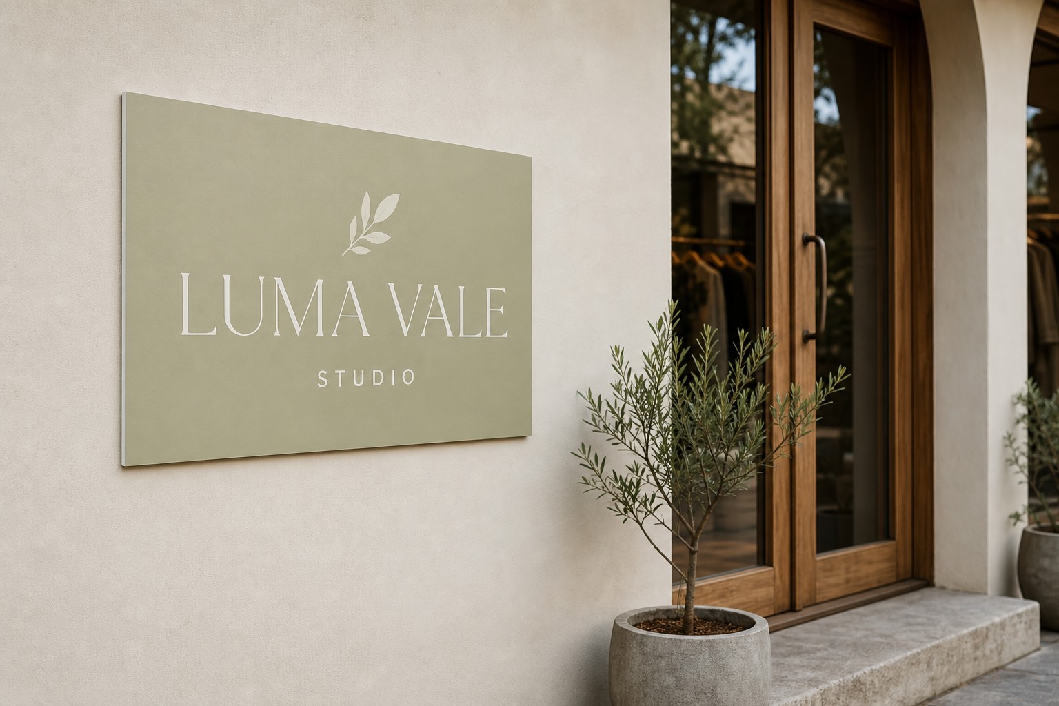 ACM panel sign mounted flush to a building wall · 3-4 mm aluminium composite panel · full-colour digital print · matte finish · permanent outdoor durability