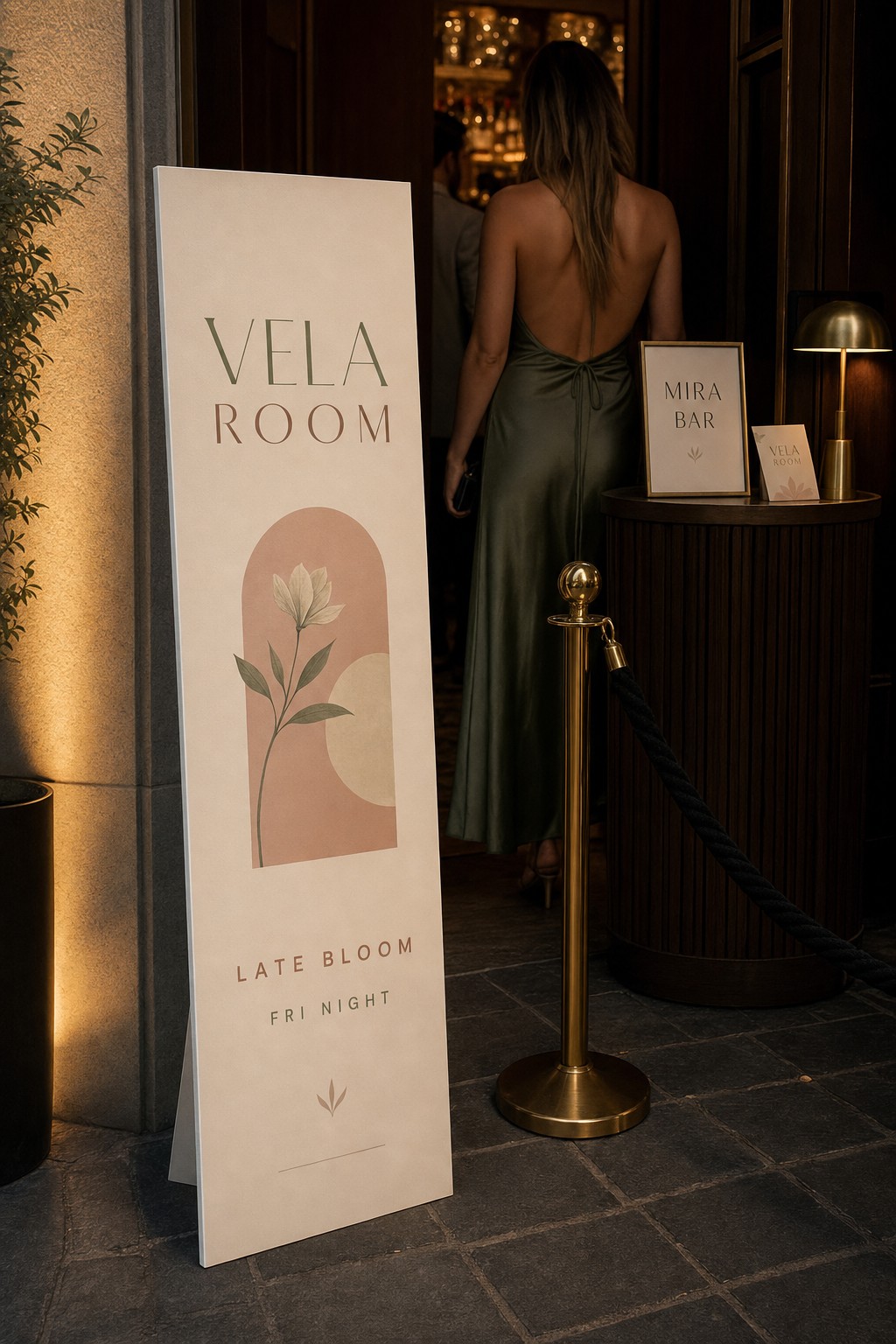 POS standee · 5mm TEKfoam with self-supporting strut · full-colour print · matte surface · 700 x 1800mm entrance format
