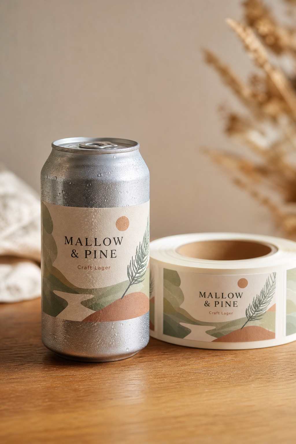 Craft beer can label · waterproof vinyl · full-colour print · laminated finish · built for chilled cans