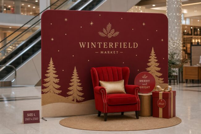Christmas Photo Backdrop Printing: Santa Sets, Retail Displays and End-of-Year Activations