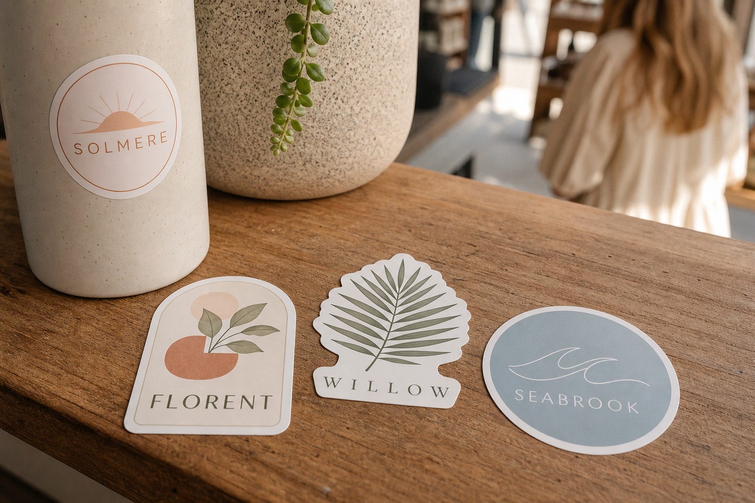 A selection of individual die-cut vinyl stickers in different shapes