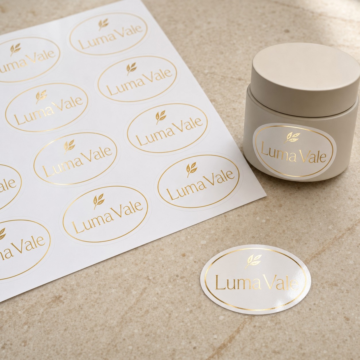 Foil vinyl stickers on a metallic substrate · metallic vinyl · full-colour digital print · durable gloss
