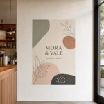 Large-format wall decal in a cafe · weatherproof white vinyl · full-colour eco-solvent print · matte finish