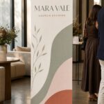 Luxury retractable banner stand · anti-curl satin media · full-colour print · matte photo-ready finish · brushed satin-silver base
