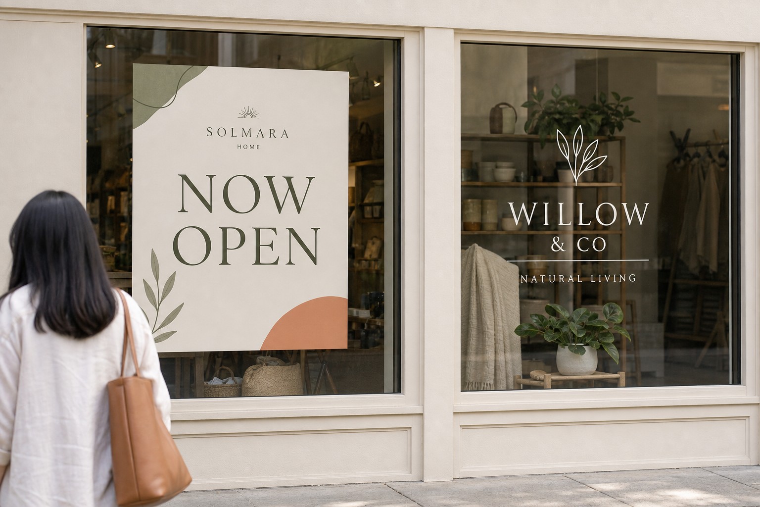 Two retail shopfront windows side by side