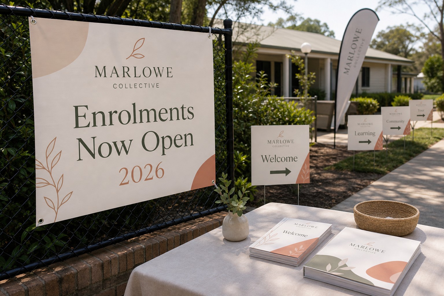 The School, Kinder and OSHC Print Kit: Enrolment, Events and Wayfinding