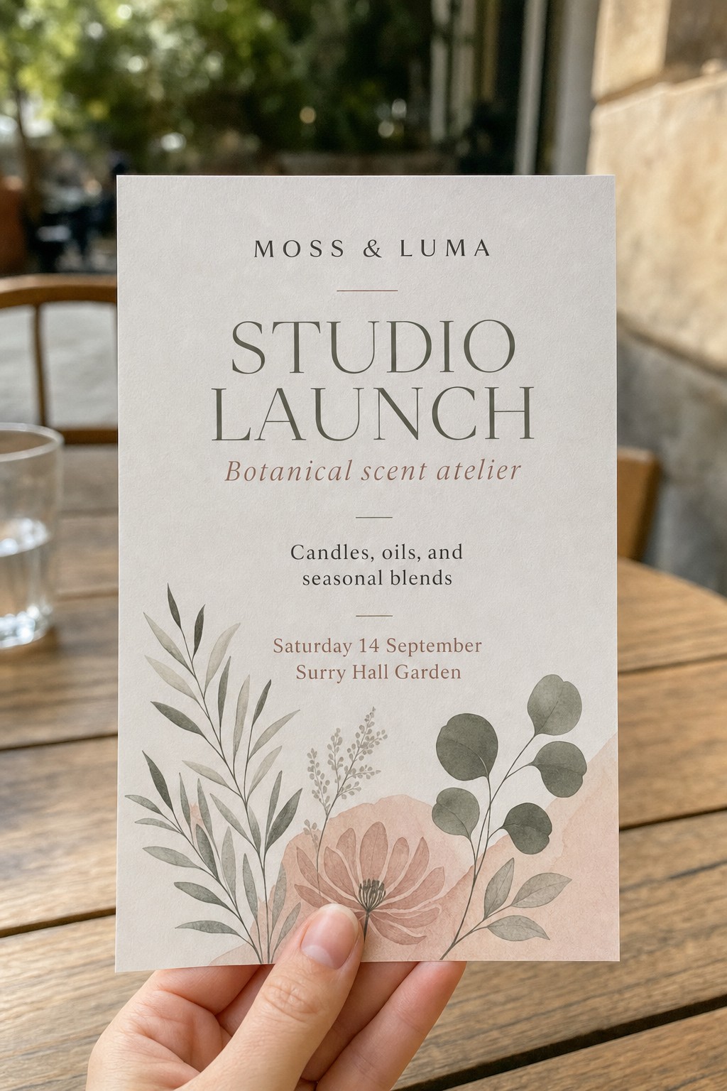 A5 launch flyer · matte flyer stock · full-colour digital print · matte finish · 148mm x 210mm portrait format