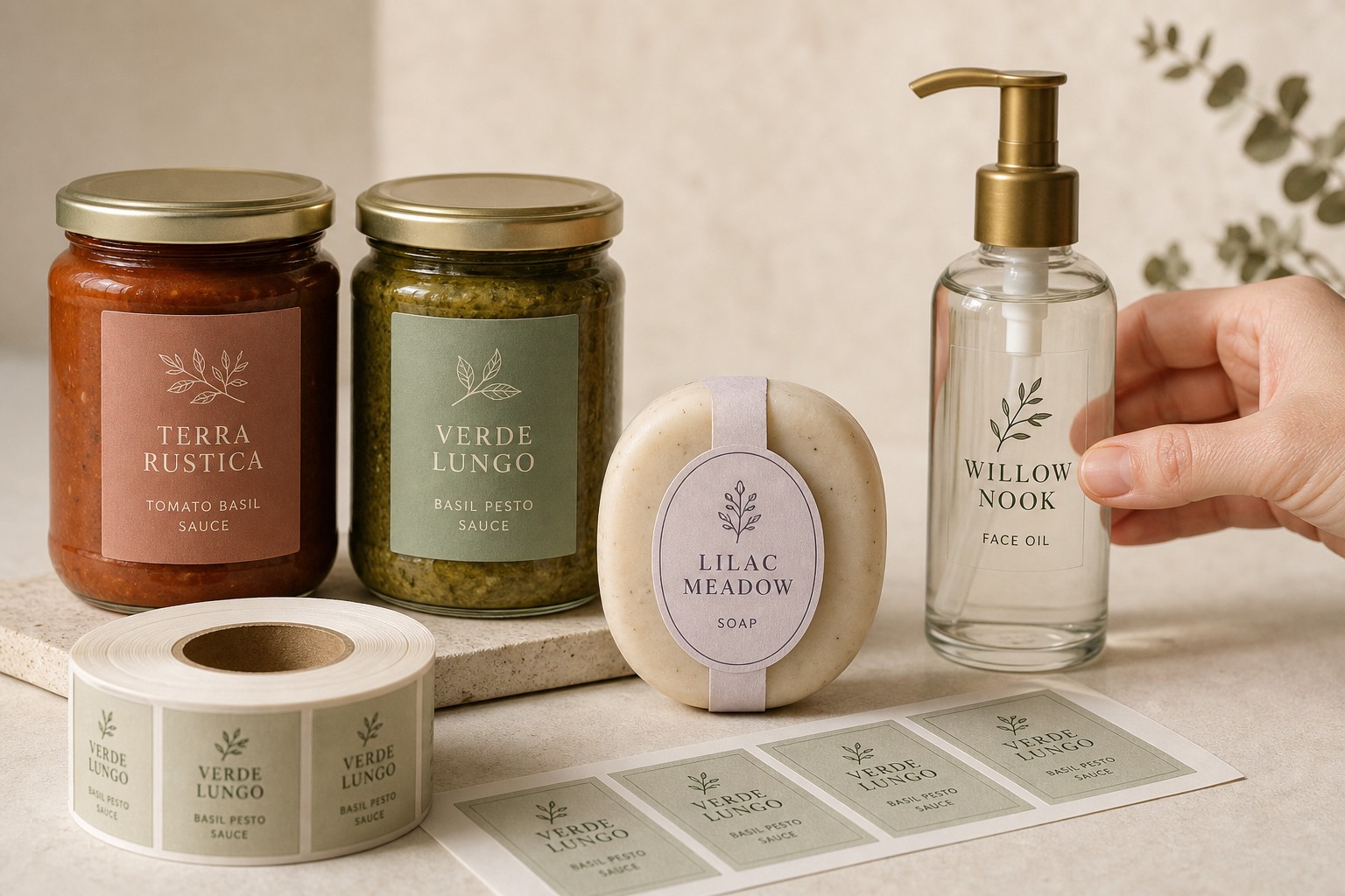 Vinyl label variety on product packaging