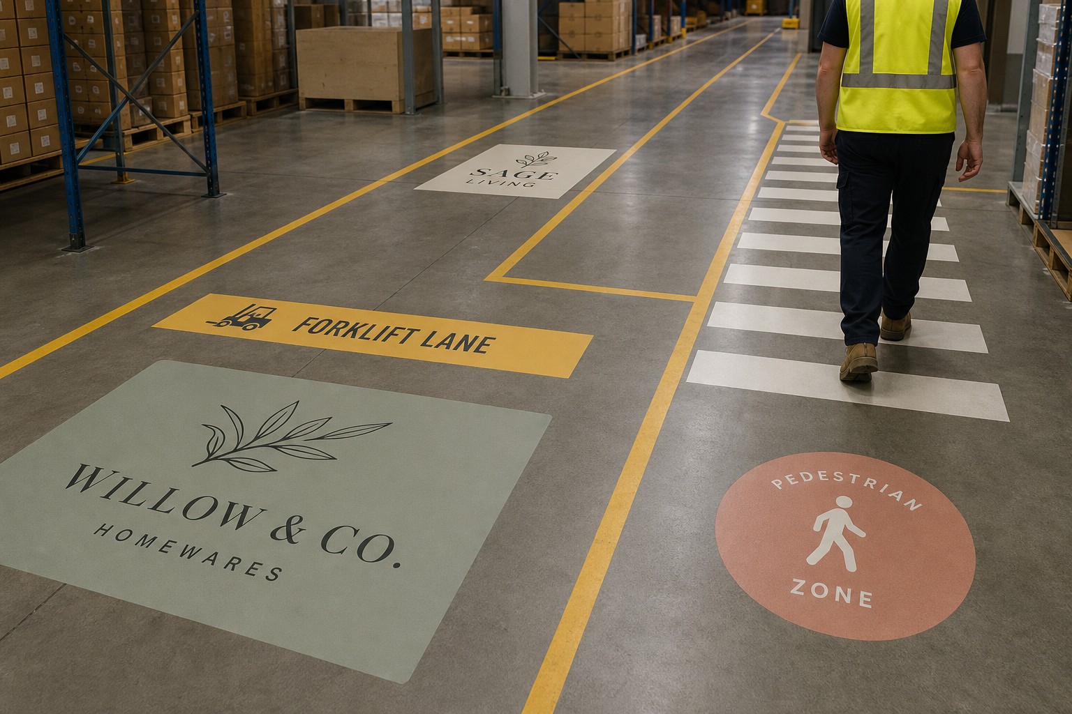 Warehouse Floor Marking Guide: Colours, Compliance and Durable Decals for Australian Facilities