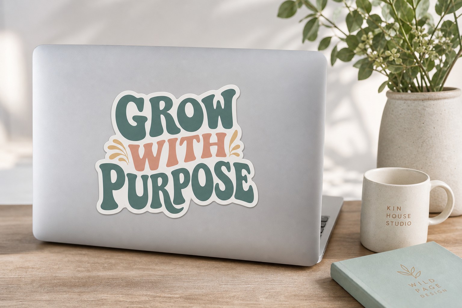 Custom printed die-cut stickers personalising a laptop lid