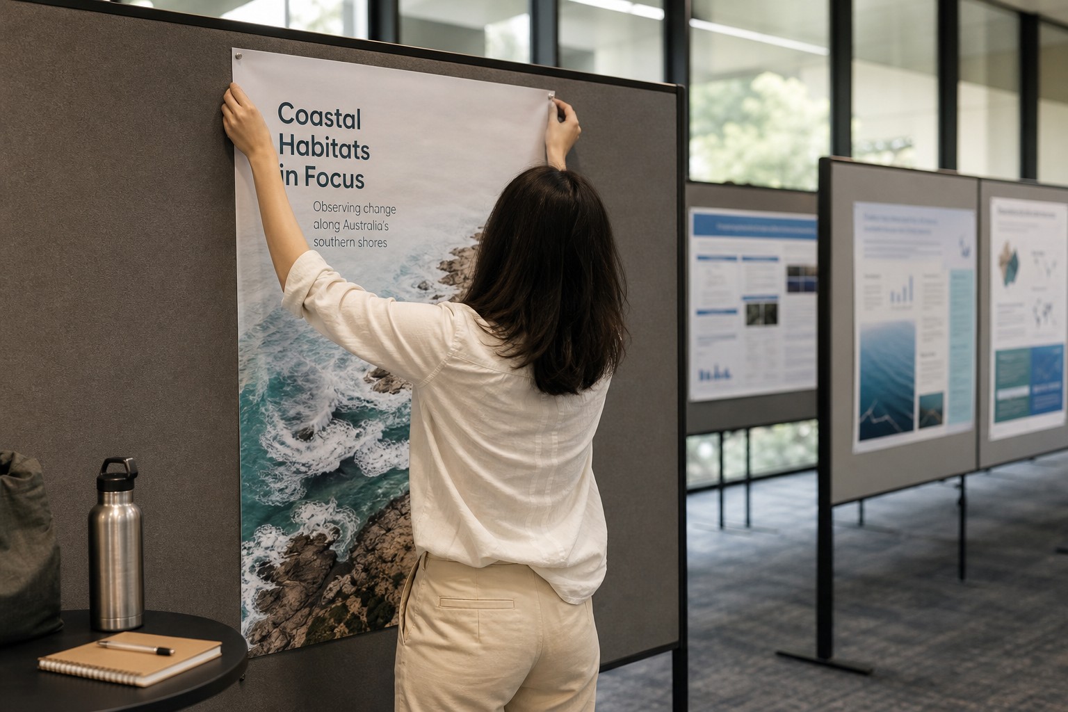 A0 research poster · Fabric stock · Mounted at academic conference display