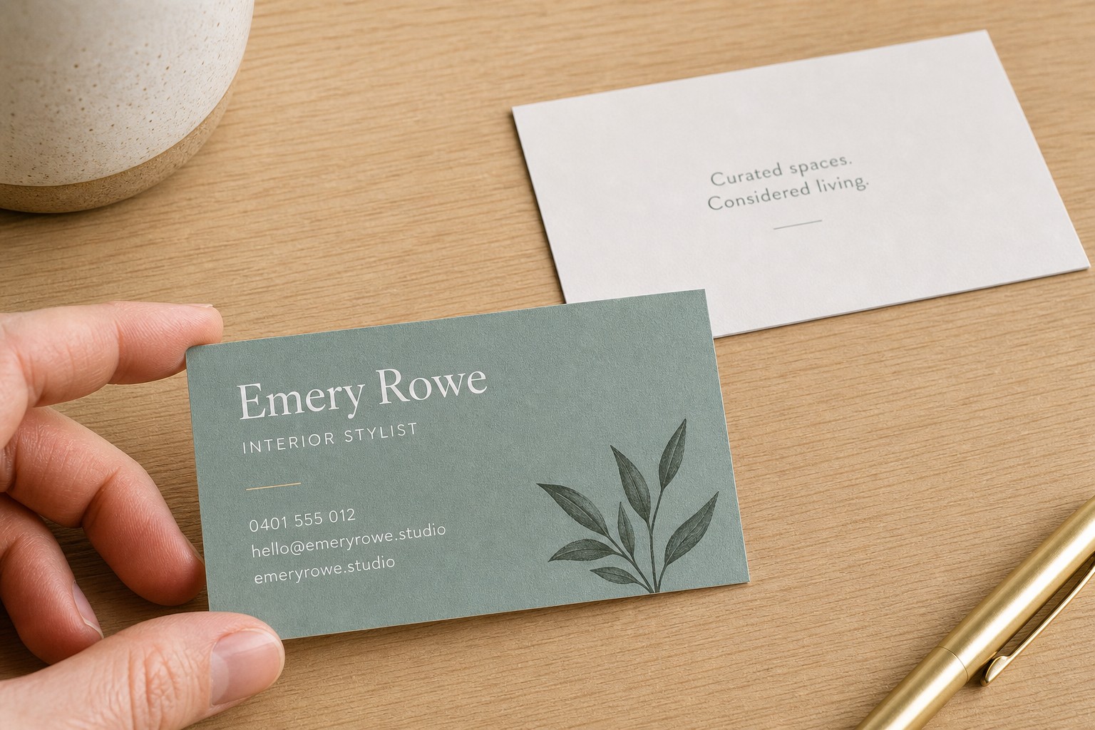 90 x 55mm Artboard business card with layered typography showing name, job title and contact details at different point sizes