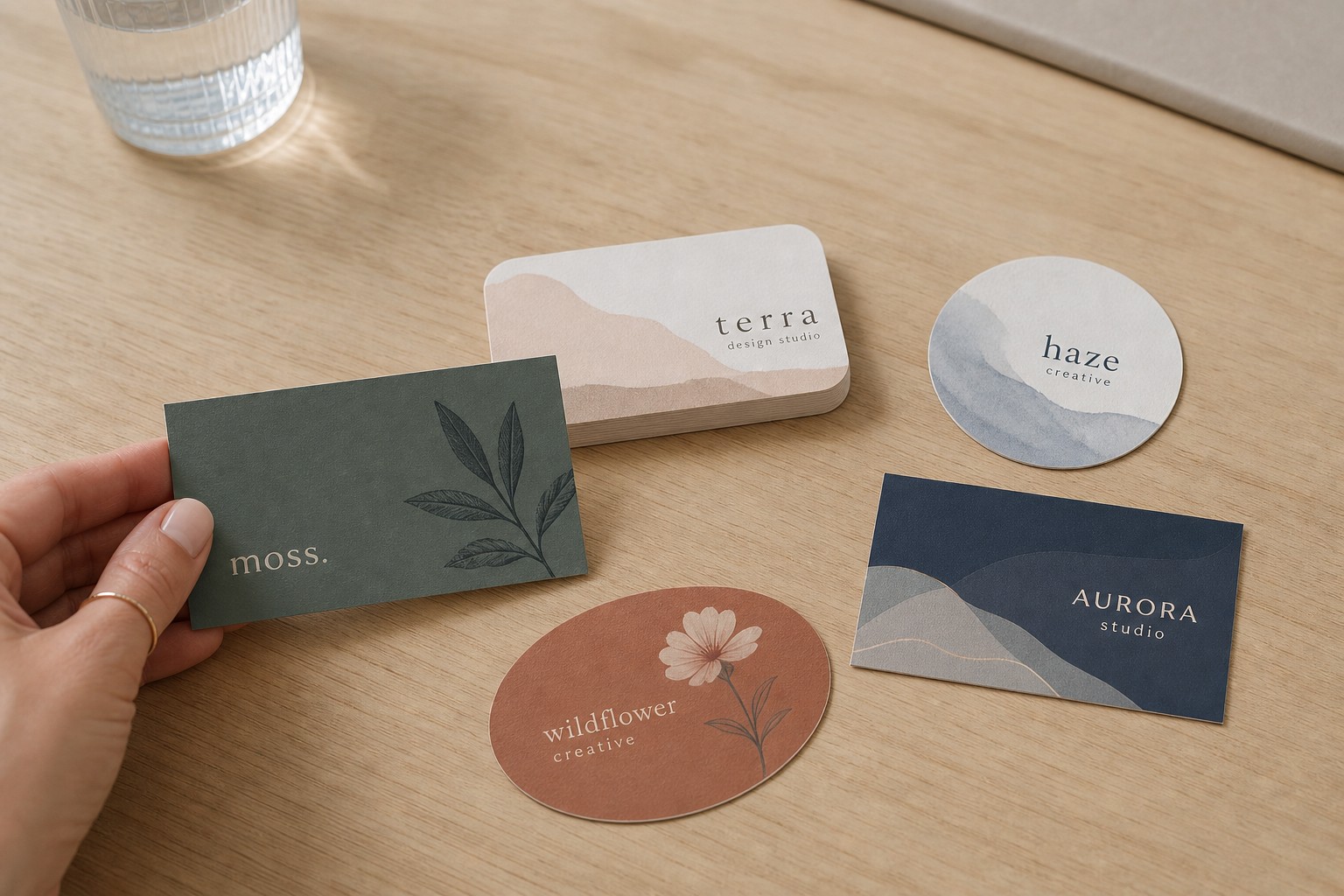 Paperlust business cards · rectangle, rounded-corner, circle, oval shapes · Australian 90 x 55mm specification