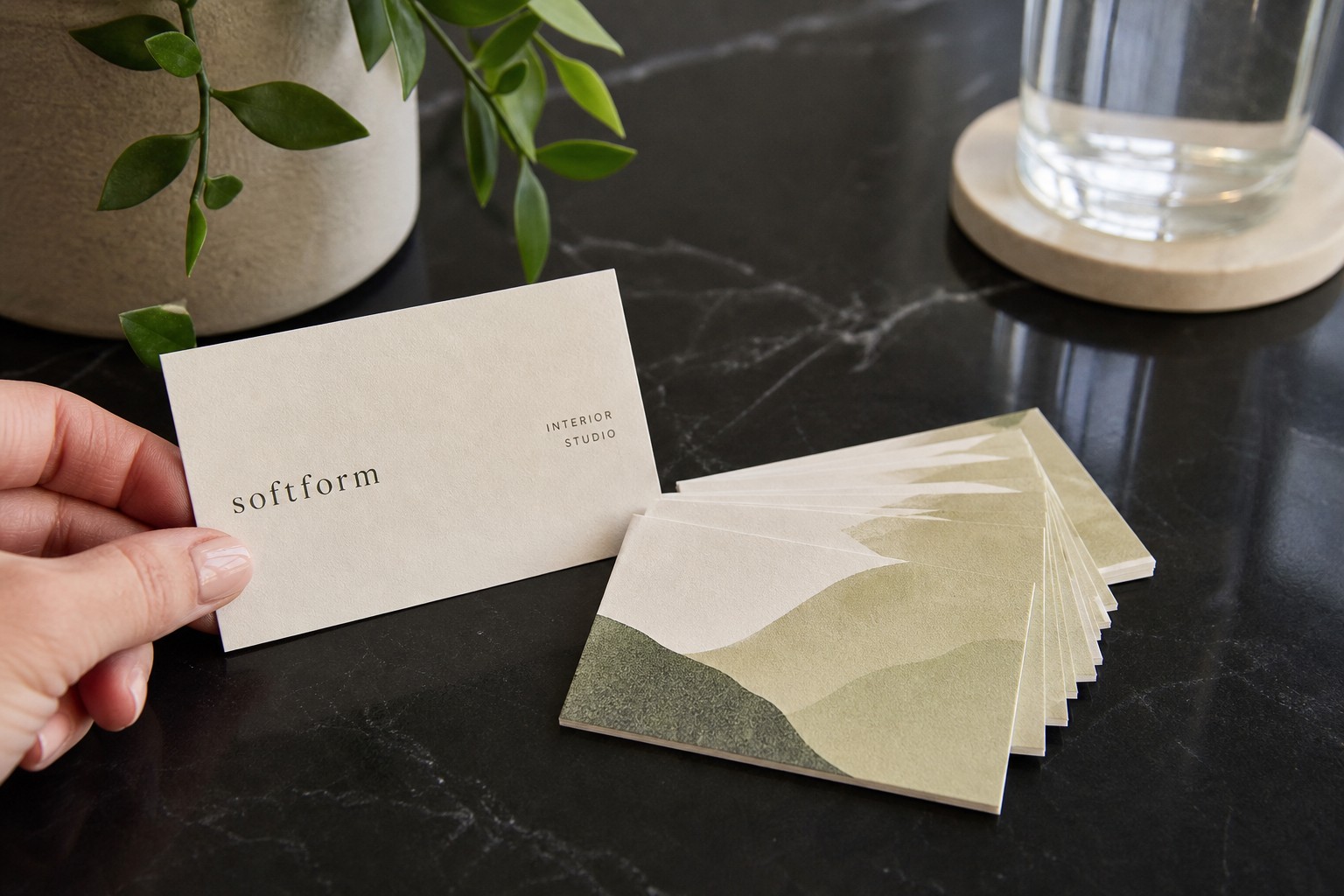 Paperlust business cards · 300gsm Matte · Australian 90 x 55mm · fanned to show thickness