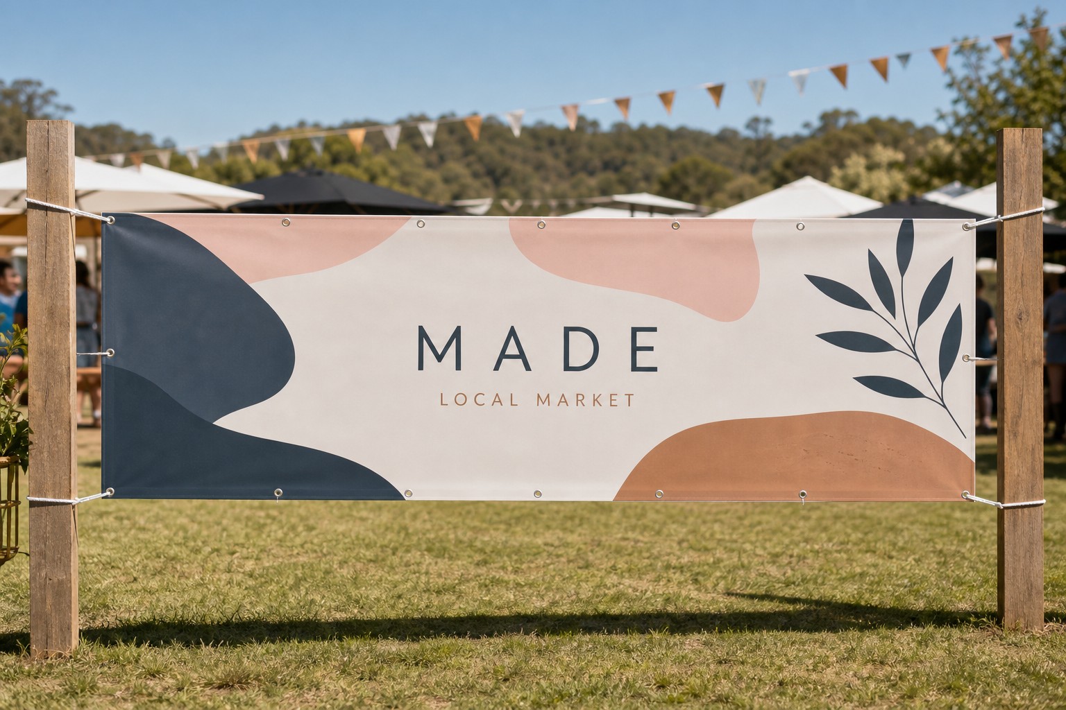 Vinyl banner · 510gsm super heavy-duty industrial-grade vinyl · UV-resistant inks · hemmed edges with rope and clear eyelets · 4000 x 1000mm