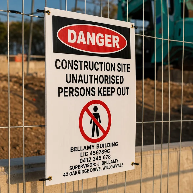 Construction Signs printed by Paperlust Print Shop.