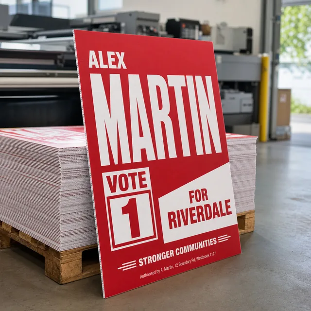 Election Signs printed by Paperlust Print Shop.