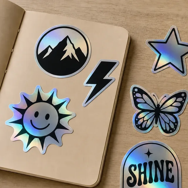 Holographic Vinyl Stickers printed by Paperlust Print Shop.