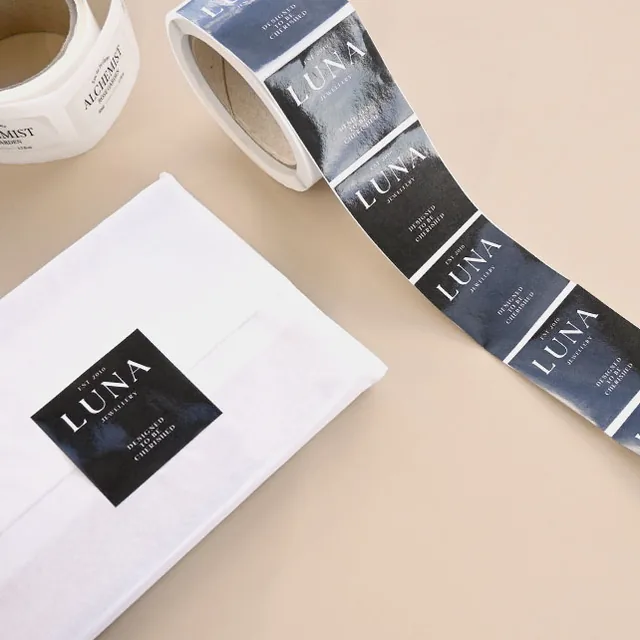 Square Labels printed by Paperlust Print Shop.
